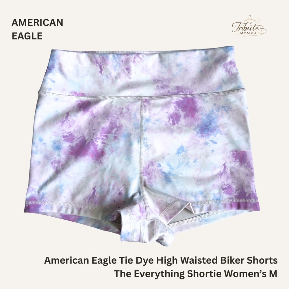 American Eagle Tie Dye High Waisted Biker Shorts The Everything Shortie Women M